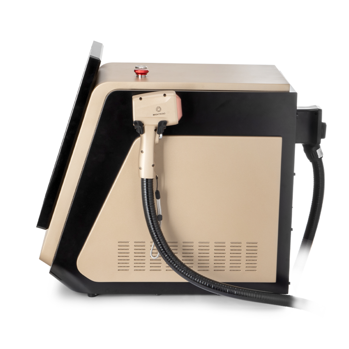 Machine épilation laser diode. Sonde laser avec réglages directs et affichage intégré, technologie quadri-onde 755 nm, 808 nm, 940 nm et 1064 nm.