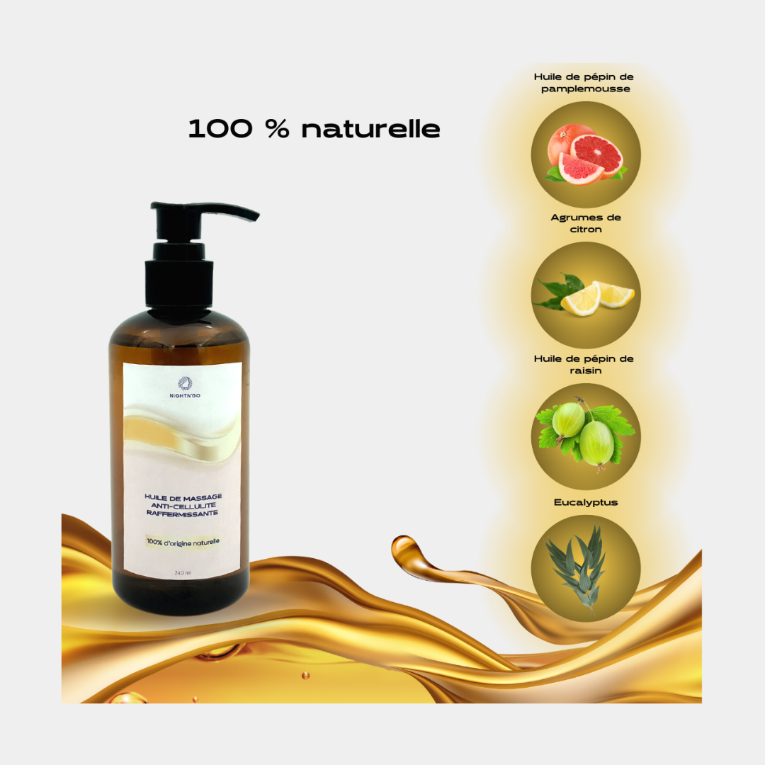 Huile de massage anti cellulite, huile de massage amincissante tonifiante, huile pour le lifting colombien
