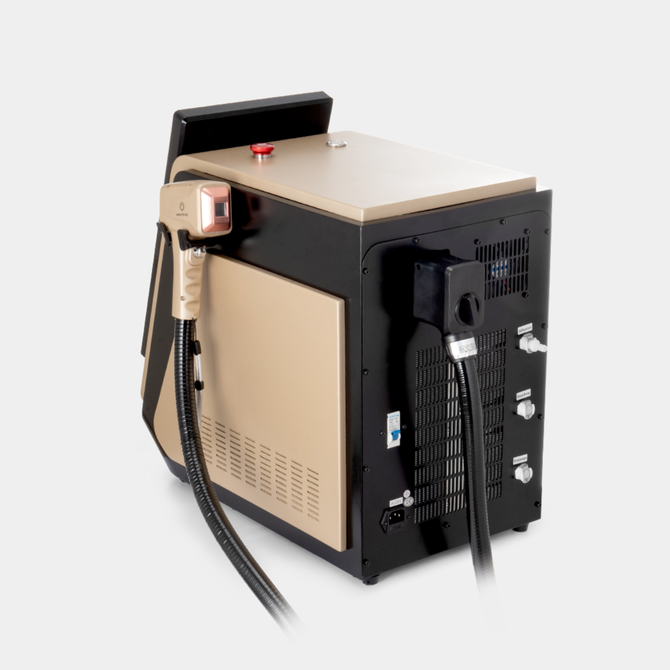 Appareil d'épilation laser équipé de barres laser USA médicales, puissance 2000W, pour traitements rapides et efficaces sur tous types de peaux.Sonde d'épilation laser haut de gamme avec cristal de saphir pour refroidissement instantané et confort optimal. Sonde laser avec réglages directs et affichage intégré, technologie quadri-onde 755 nm, 808 nm, 940 nm et 1064 nm. 
