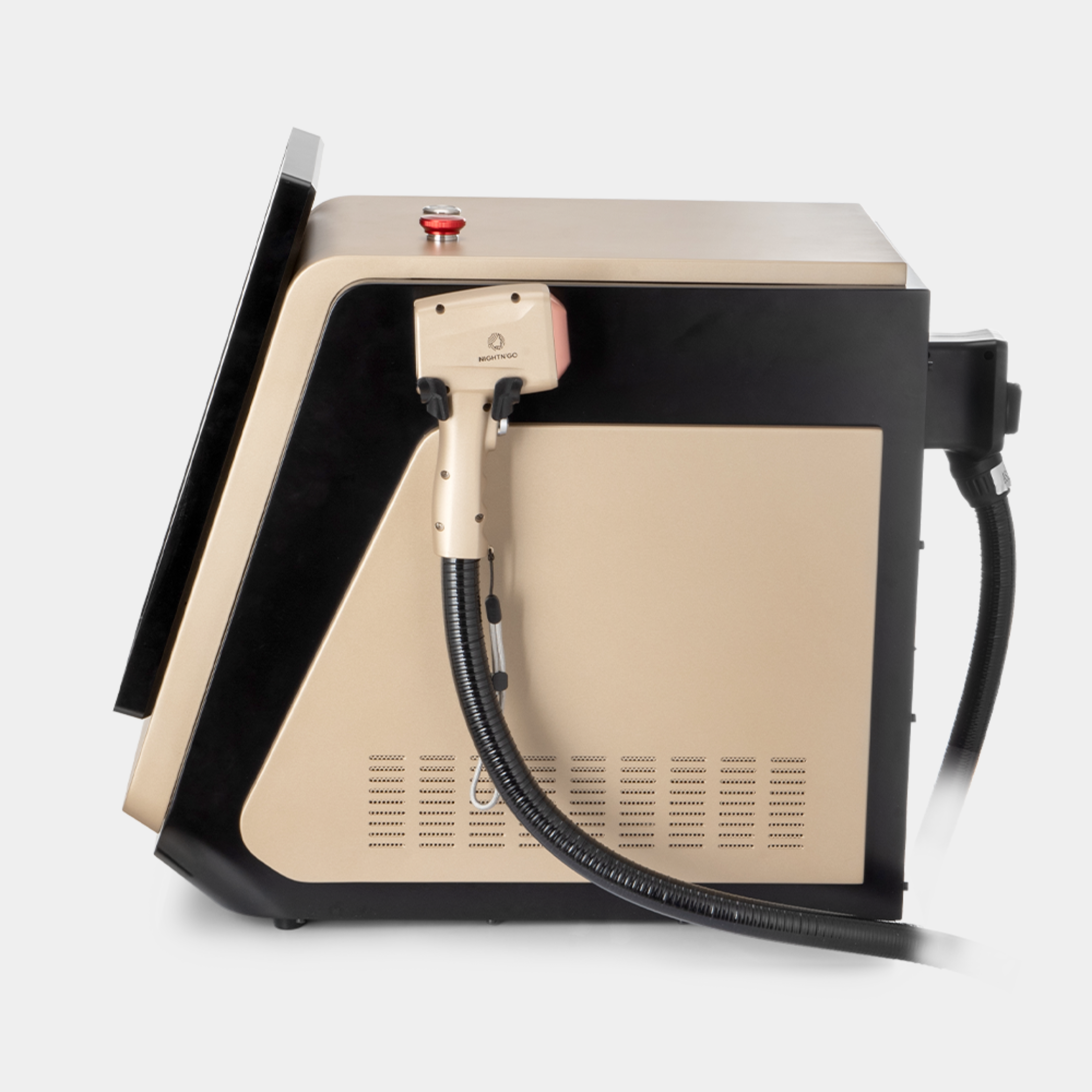 Appareil d'épilation laser équipé de barres laser USA médicales, puissance 2000W, pour traitements rapides et efficaces sur tous types de peaux.Sonde d'épilation laser haut de gamme avec cristal de saphir pour refroidissement instantané et confort optimal. Sonde laser avec réglages directs et affichage intégré, technologie quadri-onde 755 nm, 808 nm, 940 nm et 1064 nm. 