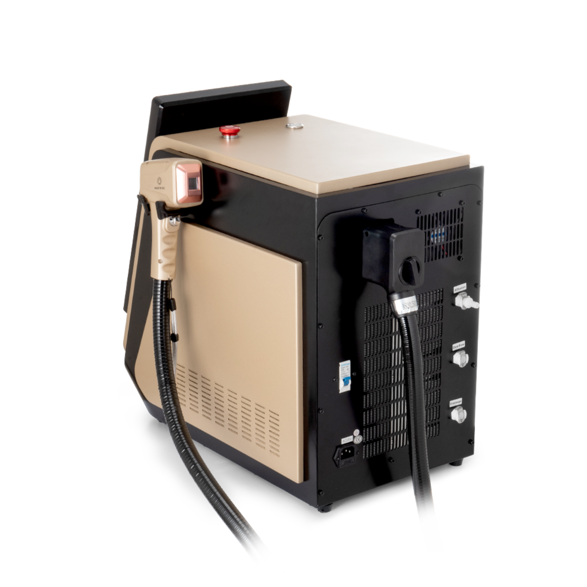Machine épilation laser diode. Sonde laser avec réglages directs et affichage intégré, technologie quadri-onde 755 nm, 808 nm, 940 nm et 1064 nm.