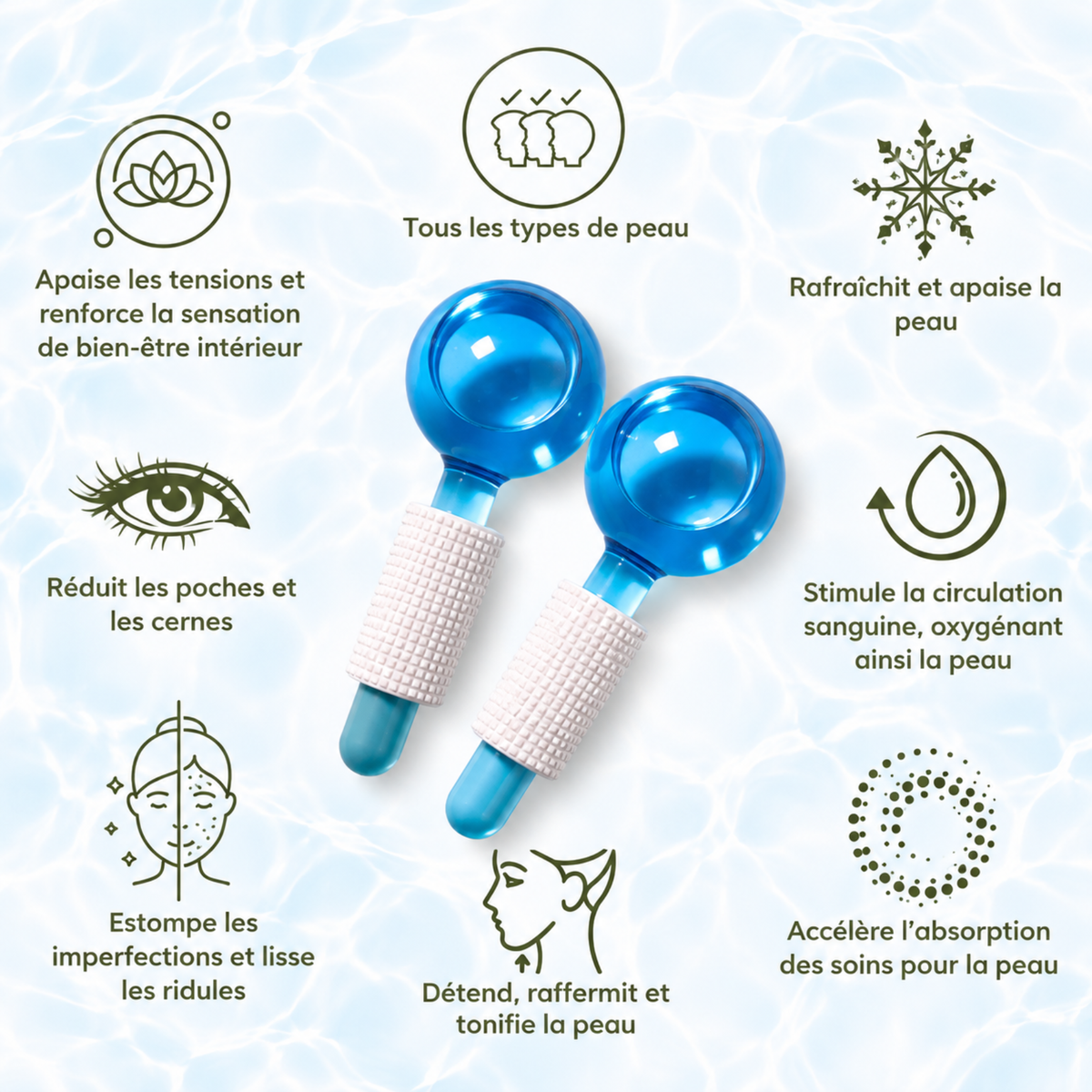 Globes de Massage Thermiques pour le Visage – Harmonie du Chaud et du Froid, rouleau de massage rond boule froid pour le visage